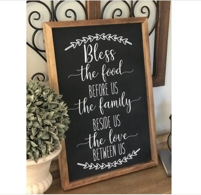 Bless This Food Sign | Framed Dining Room Sign | Rustic Home Decor | Farmhouse Sign - image3